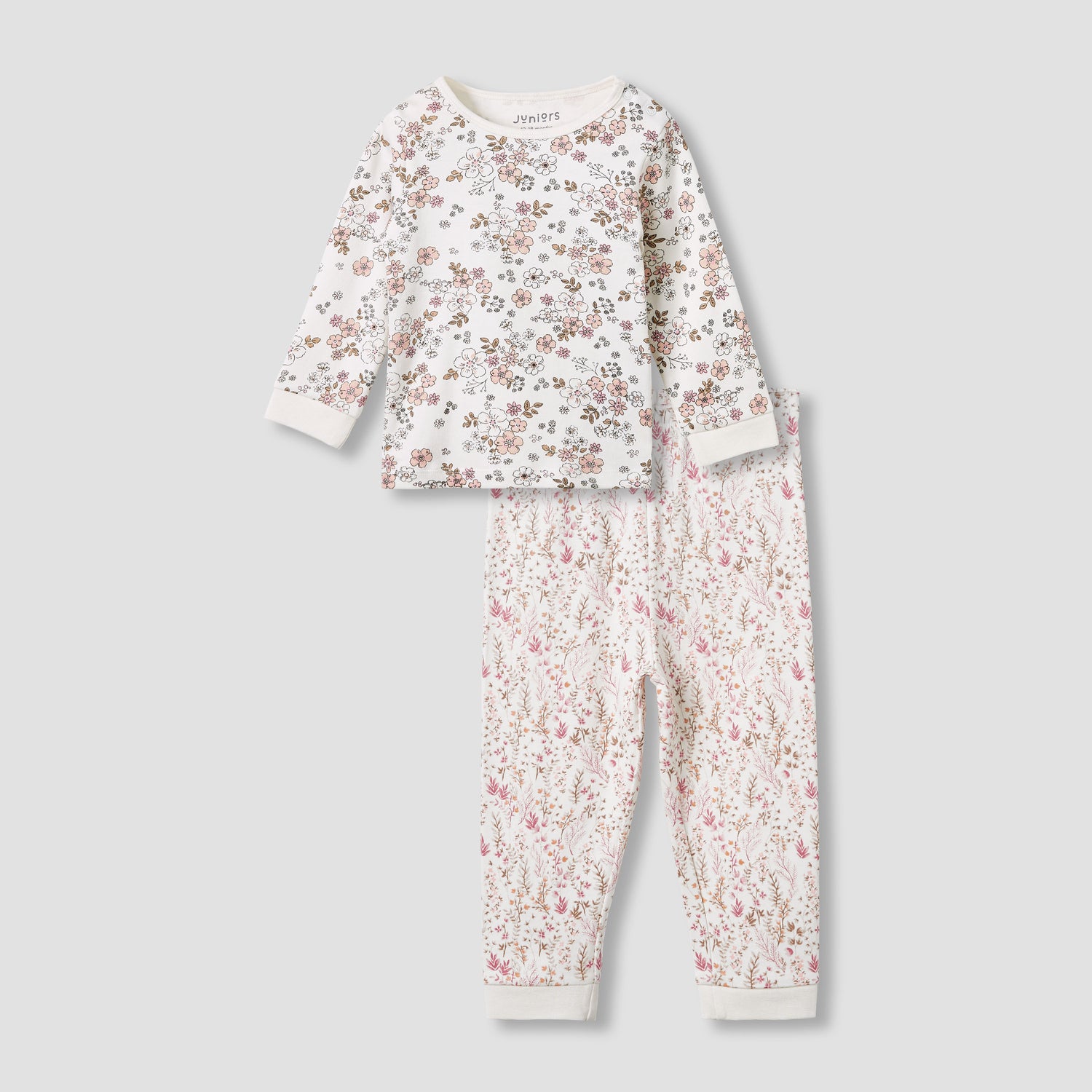 Juniors Pyjama Set with Floral Print - Cotton - Long Sleeves