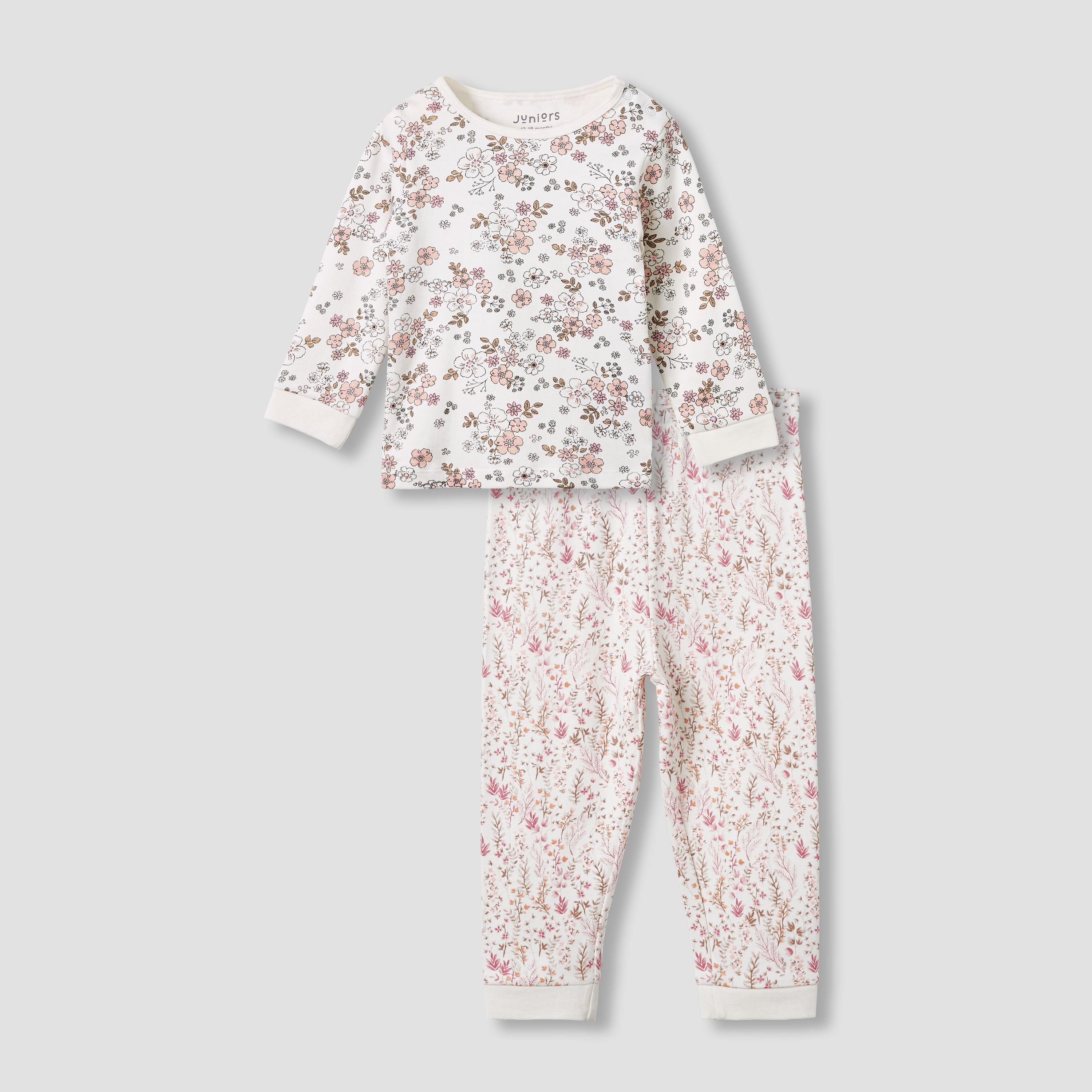 Juniors Pyjama Set with Floral Print - Cotton - Long Sleeves
