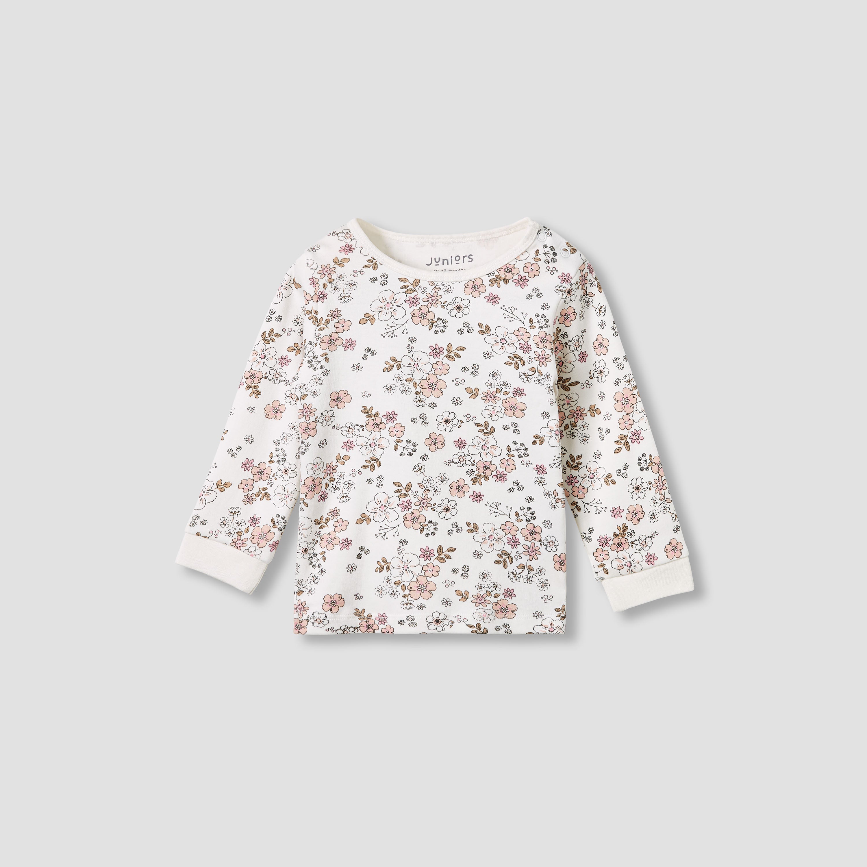 Juniors Pyjama Set with Floral Print - Cotton - Long Sleeves