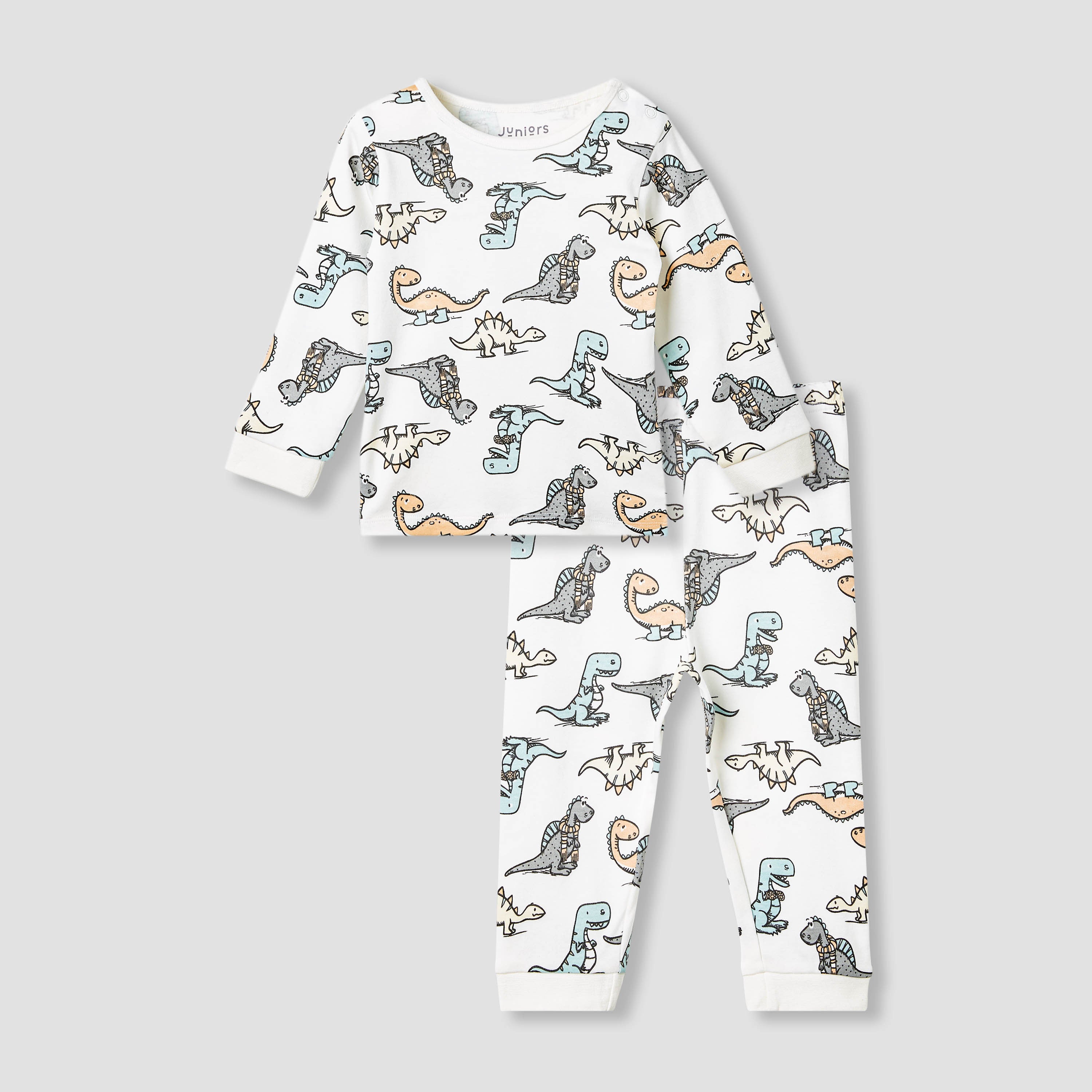 Juniors Dinosaur Print T-shirt and Pyjama Set - Blue / 12-18 mths