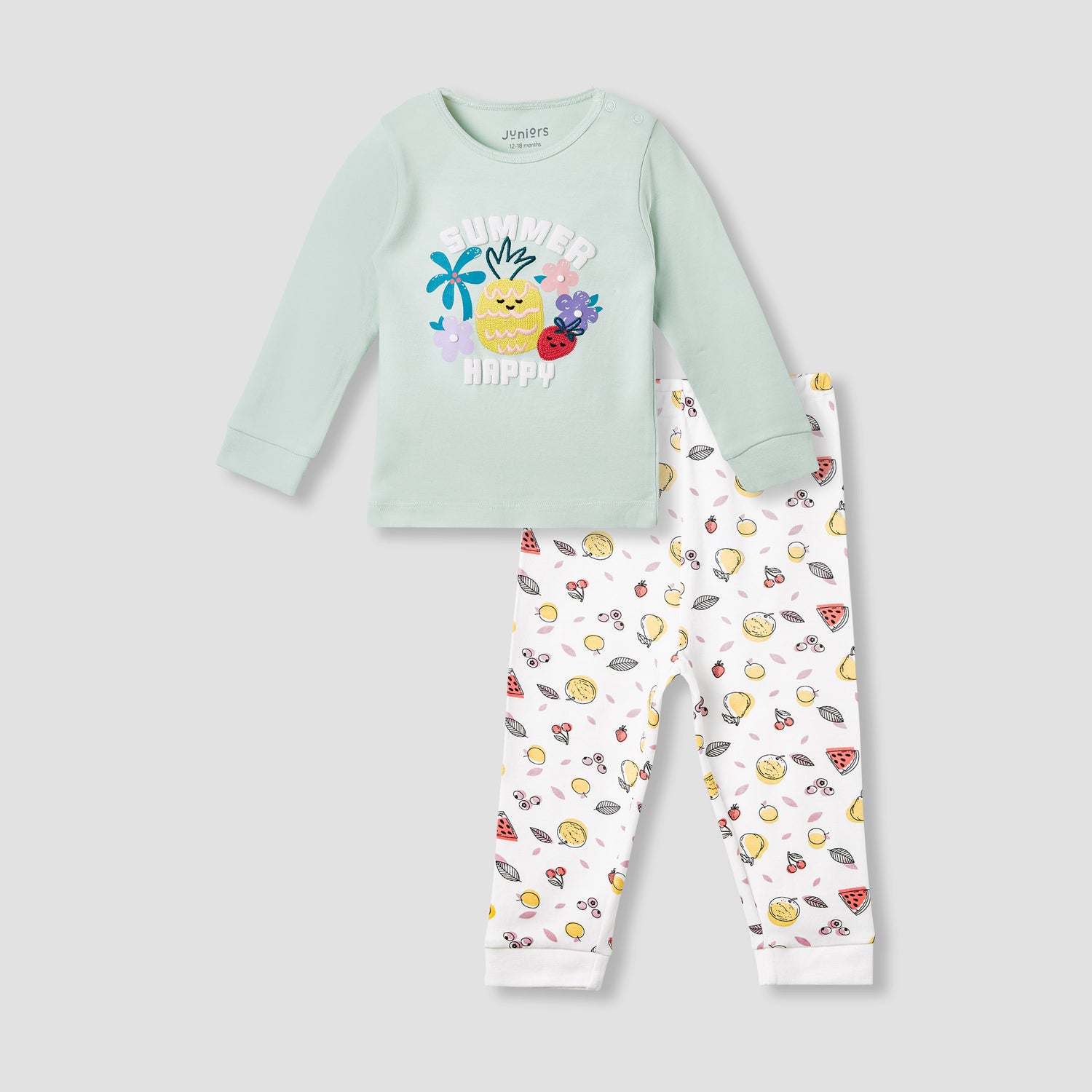 Juniors Printed T-shirt and Pyjama Set - Multicolour / 18-24 mths