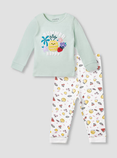 Juniors Printed T-shirt and Pyjama Set-baby-girls-clothing-nightwear-pyjamasets-image-1