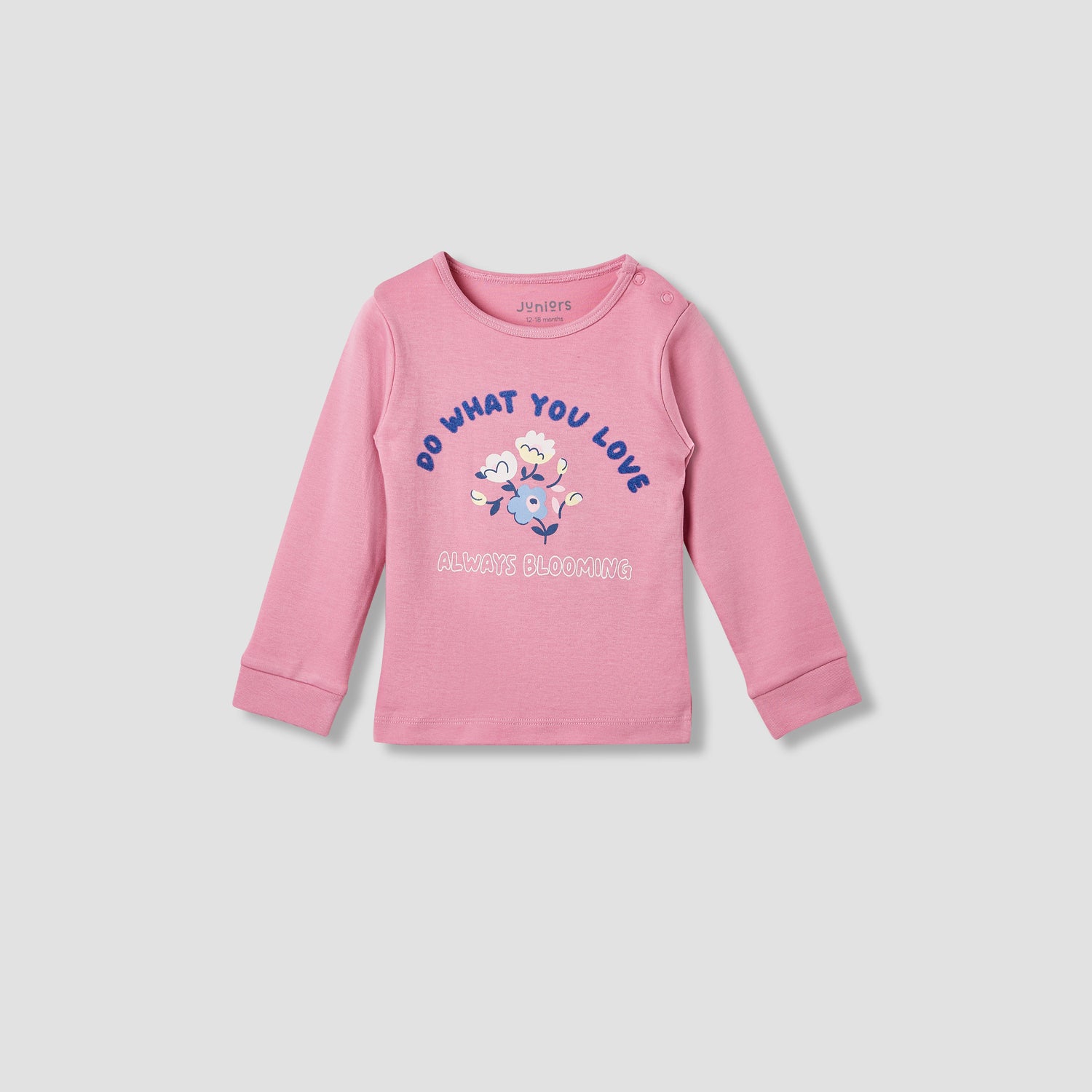 Juniors Embroidered T-shirt and Printed Pyjama Set