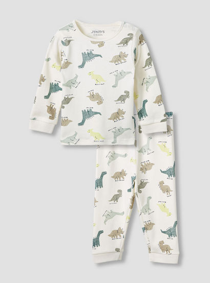 Juniors Dinosaur Print T-shirt and Pyjama Set-baby-boys-clothing-nightwear-pyjamasets-image-2