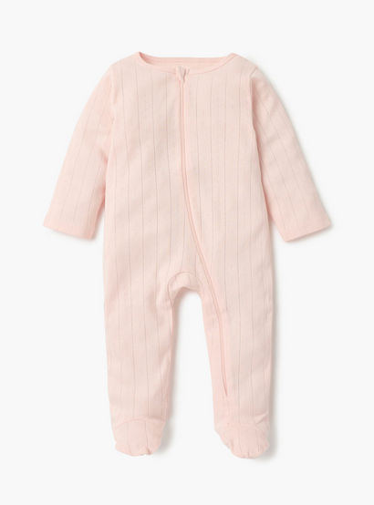 Juniors Striped Closed Feet Sleepsuit with Long Sleeves - Set of 7-baby-girls-clothing-nightwear-sleepsuits-image-2
