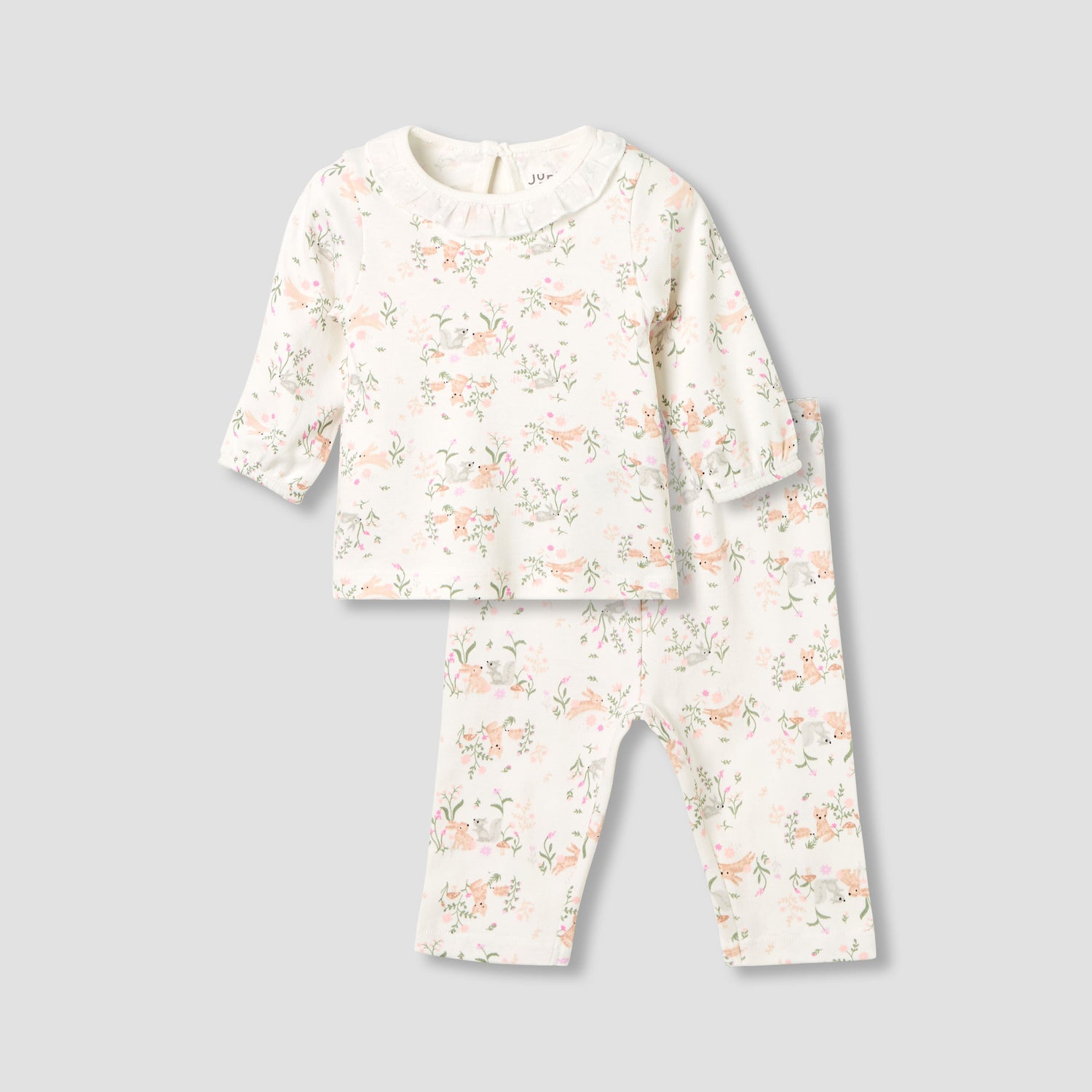 Juniors Embroidered T-shirt and Printed Pyjama Set