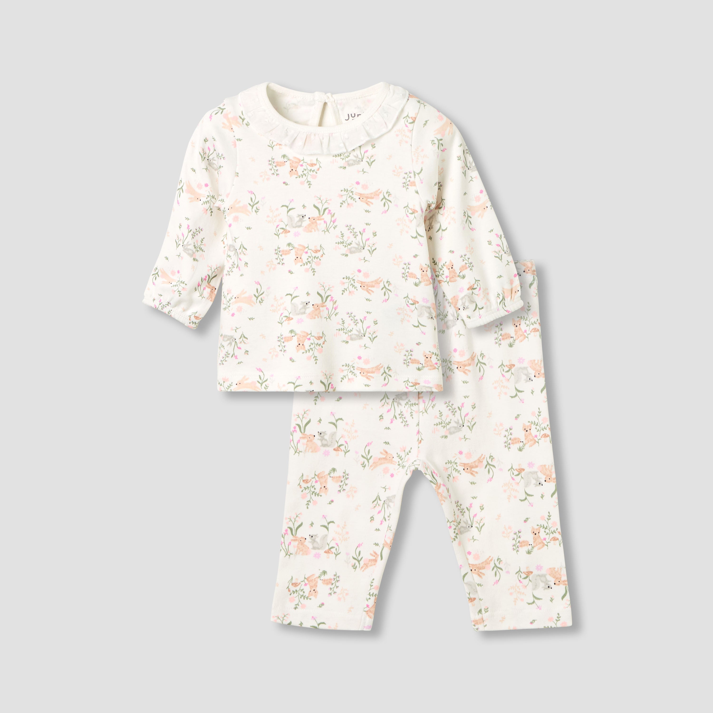 Juniors Embroidered T-shirt and Printed Pyjama Set