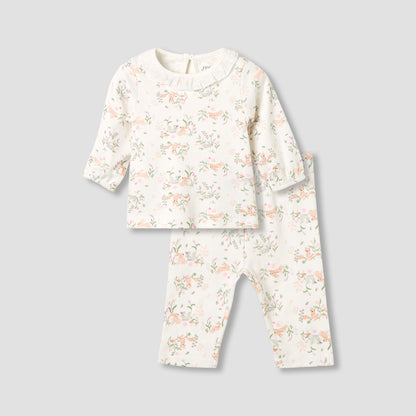 Juniors Embroidered T-shirt and Printed Pyjama Set