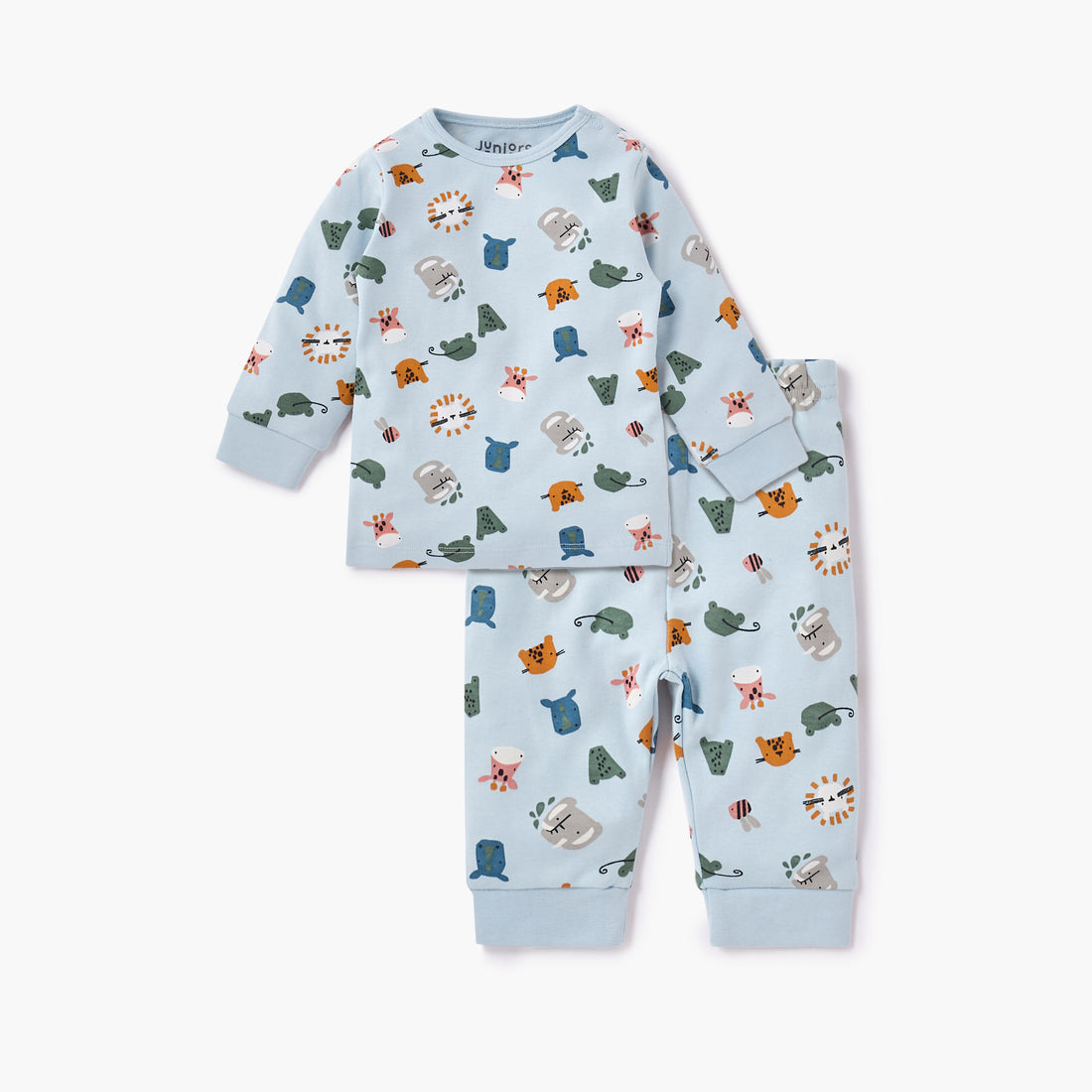 Juniors All-Over Animal Print T-shirt and Pyjama Set - Blue / 12-18 mths