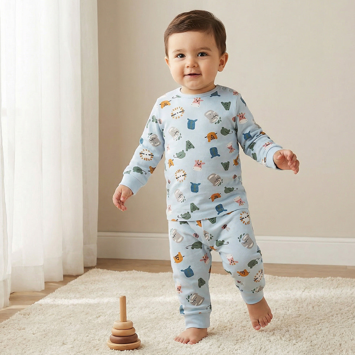 Juniors All-Over Animal Print T-shirt and Pyjama Set