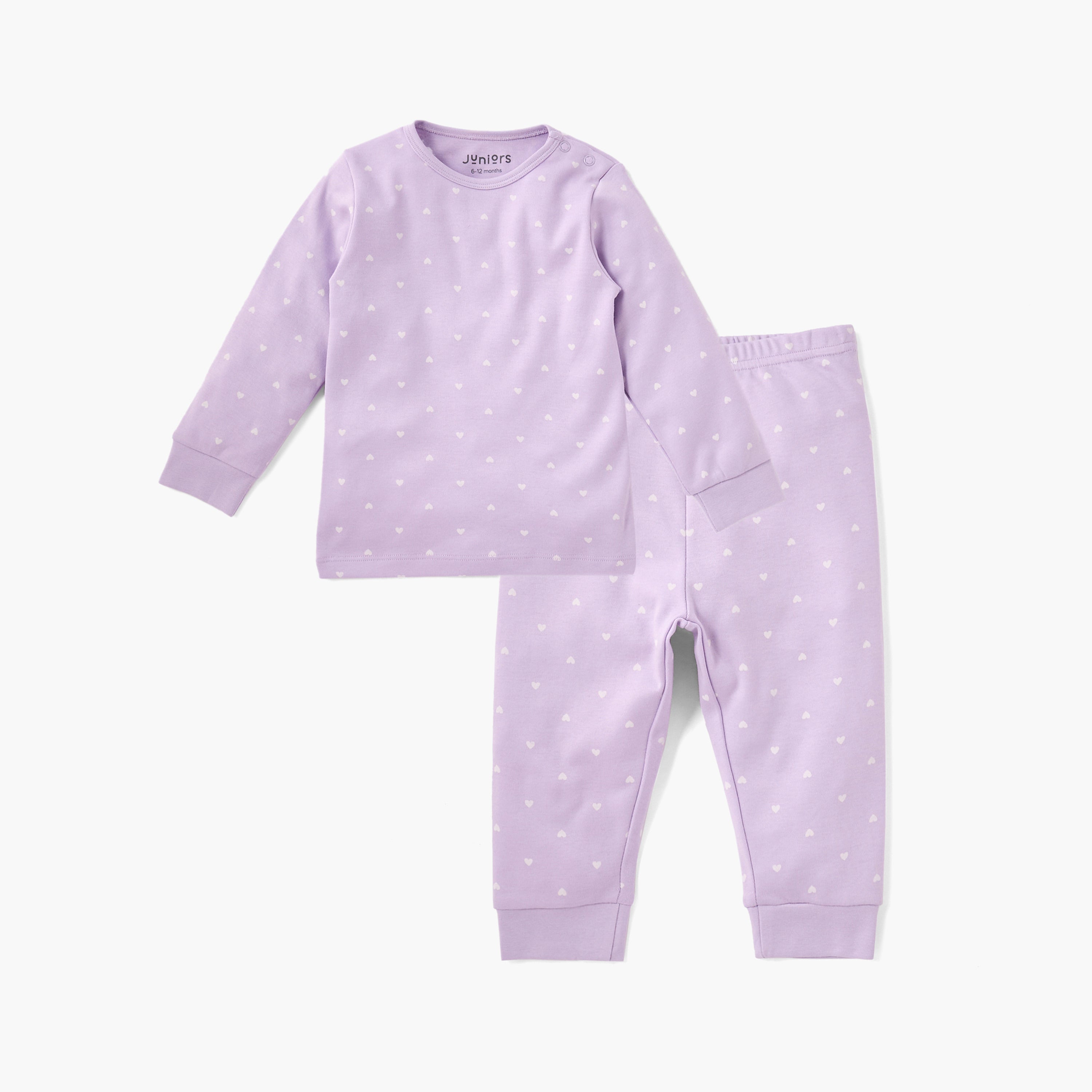 Juniors Heart Print T-shirt and Pyjama Set