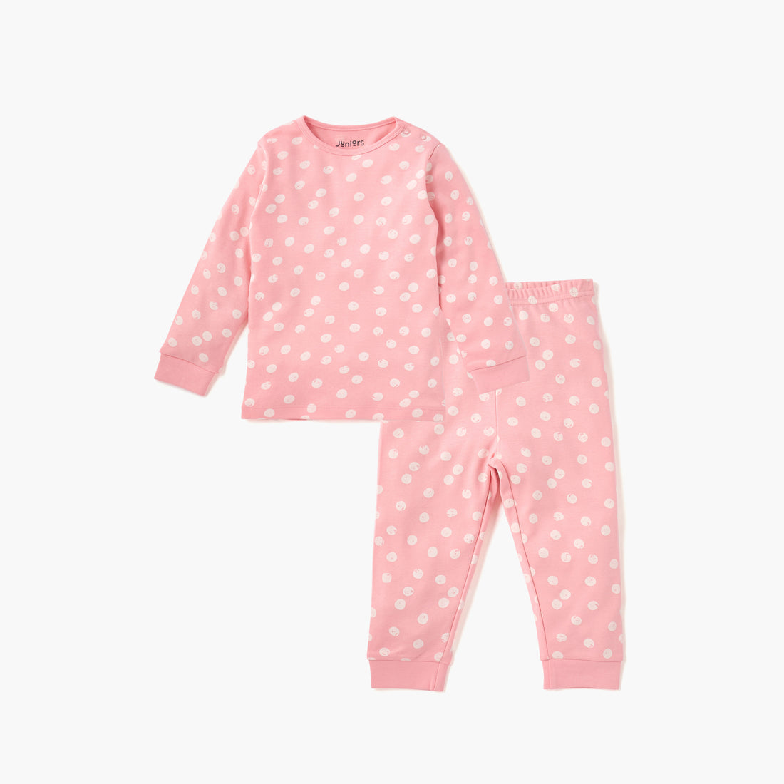 Juniors Polka Dot Print T-shirt and Pyjama Set - Pink / 12-18 mths