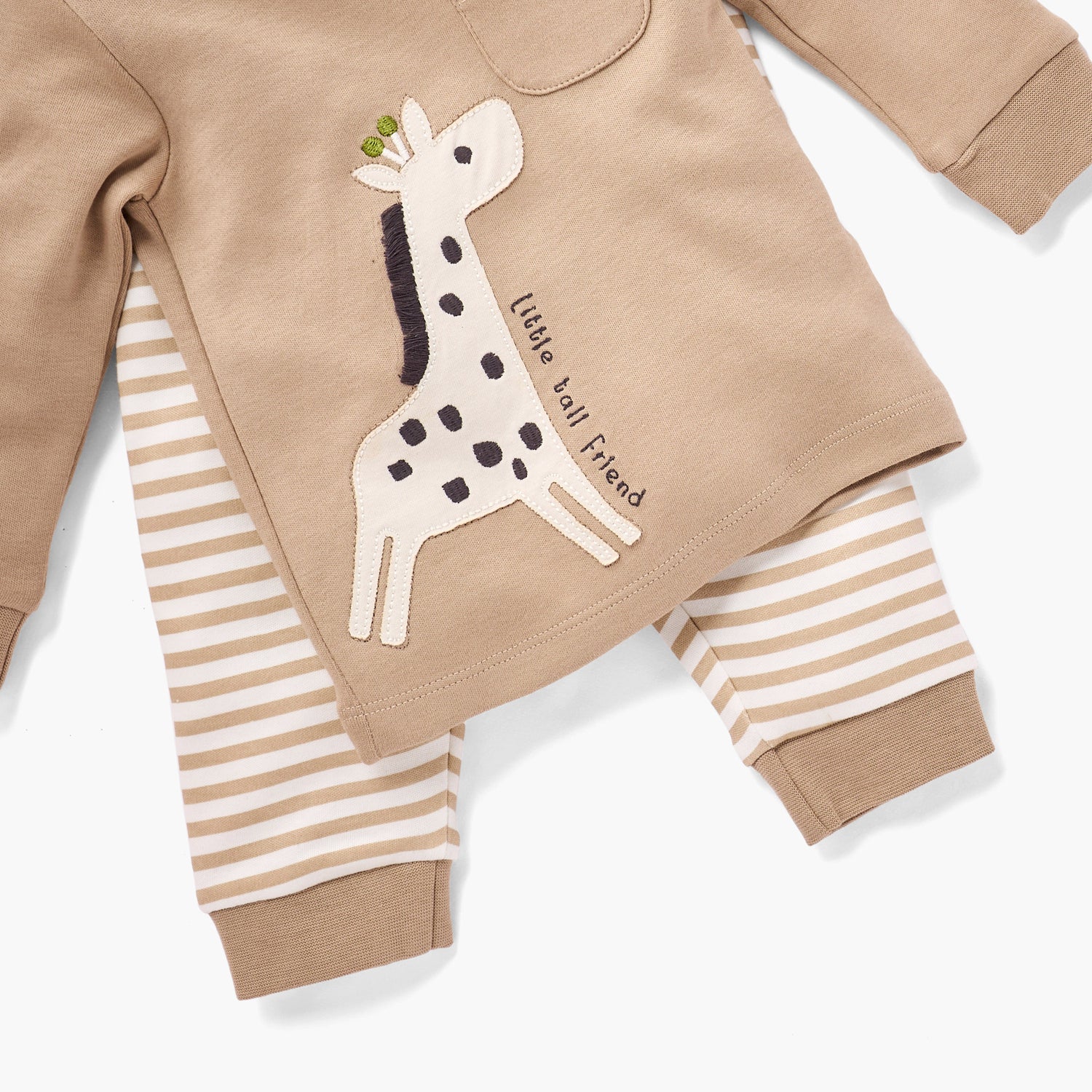Juniors Giraffe Applique T-shirt and Striped Pyjama Set