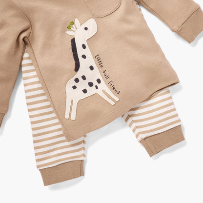 Juniors Giraffe Applique T-shirt and Striped Pyjama Set