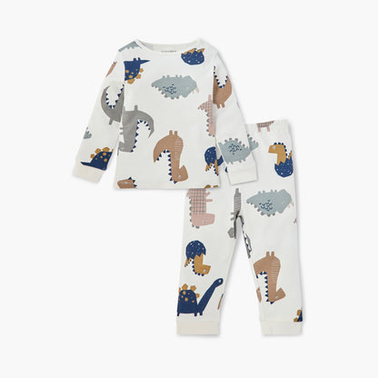 Juniors All-Over Dinosaur Print T-shirt and Pyjama Set - Cream / 12-18 mths