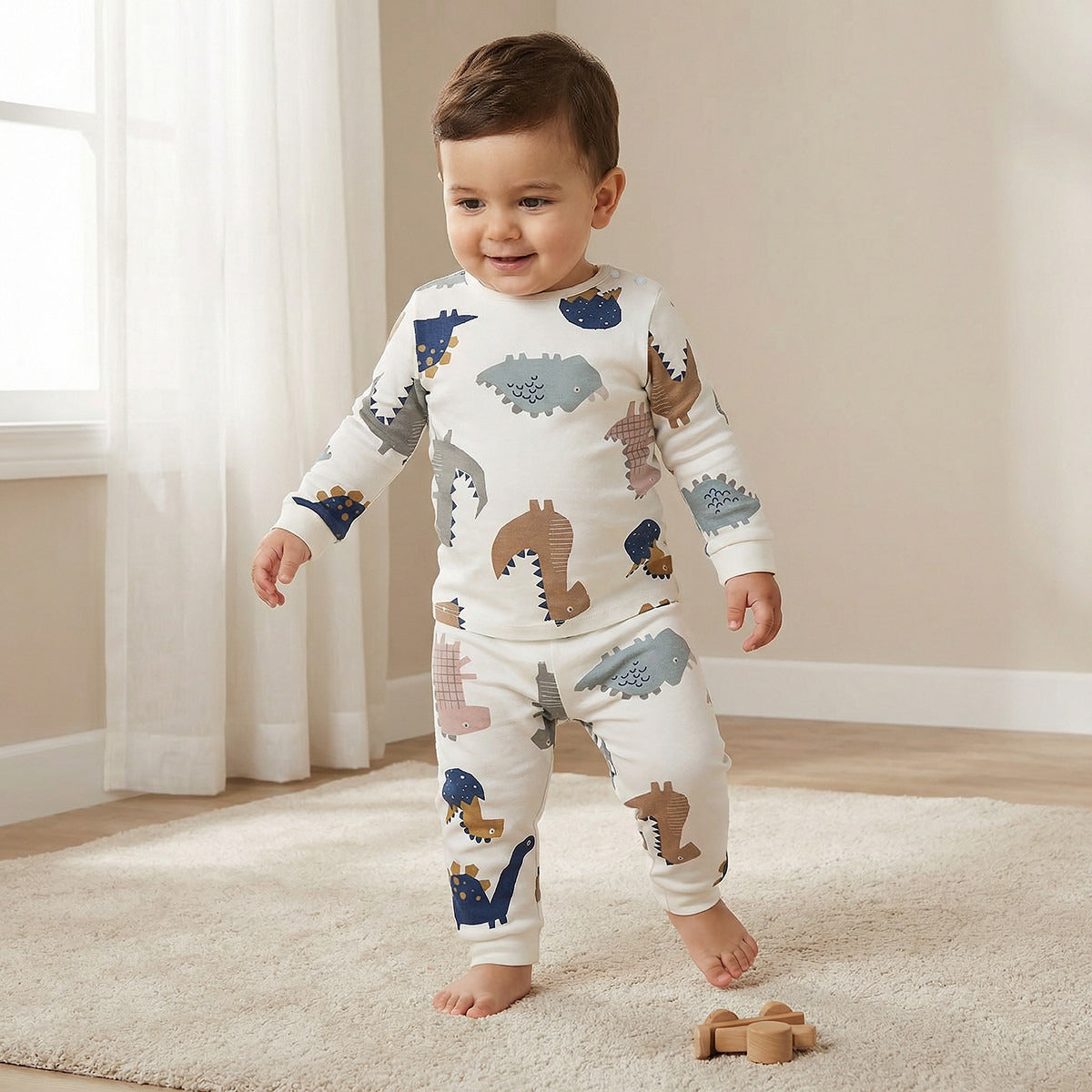 Juniors All-Over Dinosaur Print T-shirt and Pyjama Set