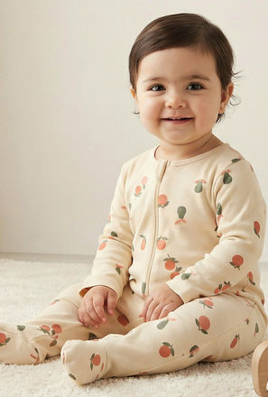 Juniors All-Over Print Sleepsuit with Long Sleeves and Zip Closure
