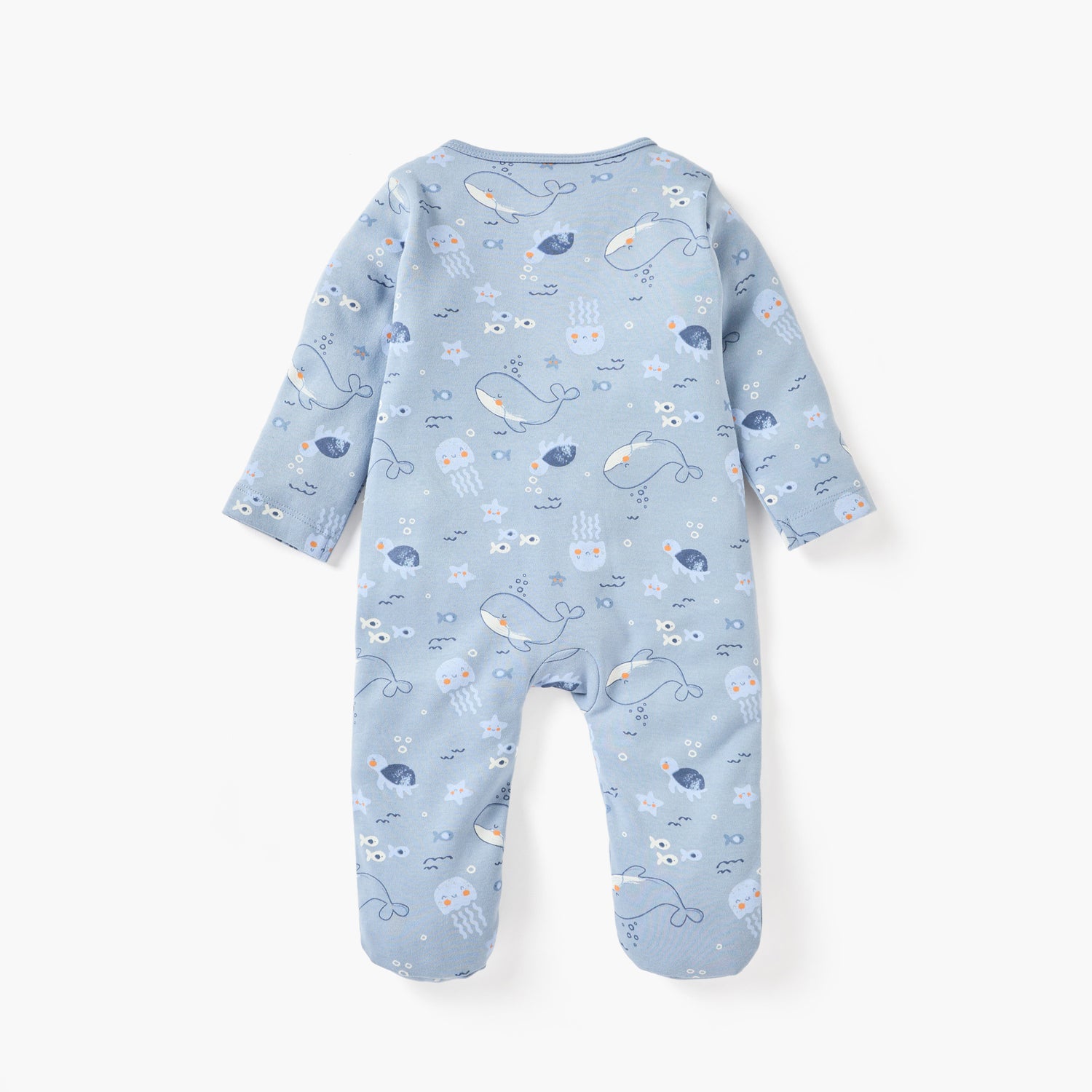 Juniors Whale Print Sleepsuit with Zip Closure and Long Sleeves