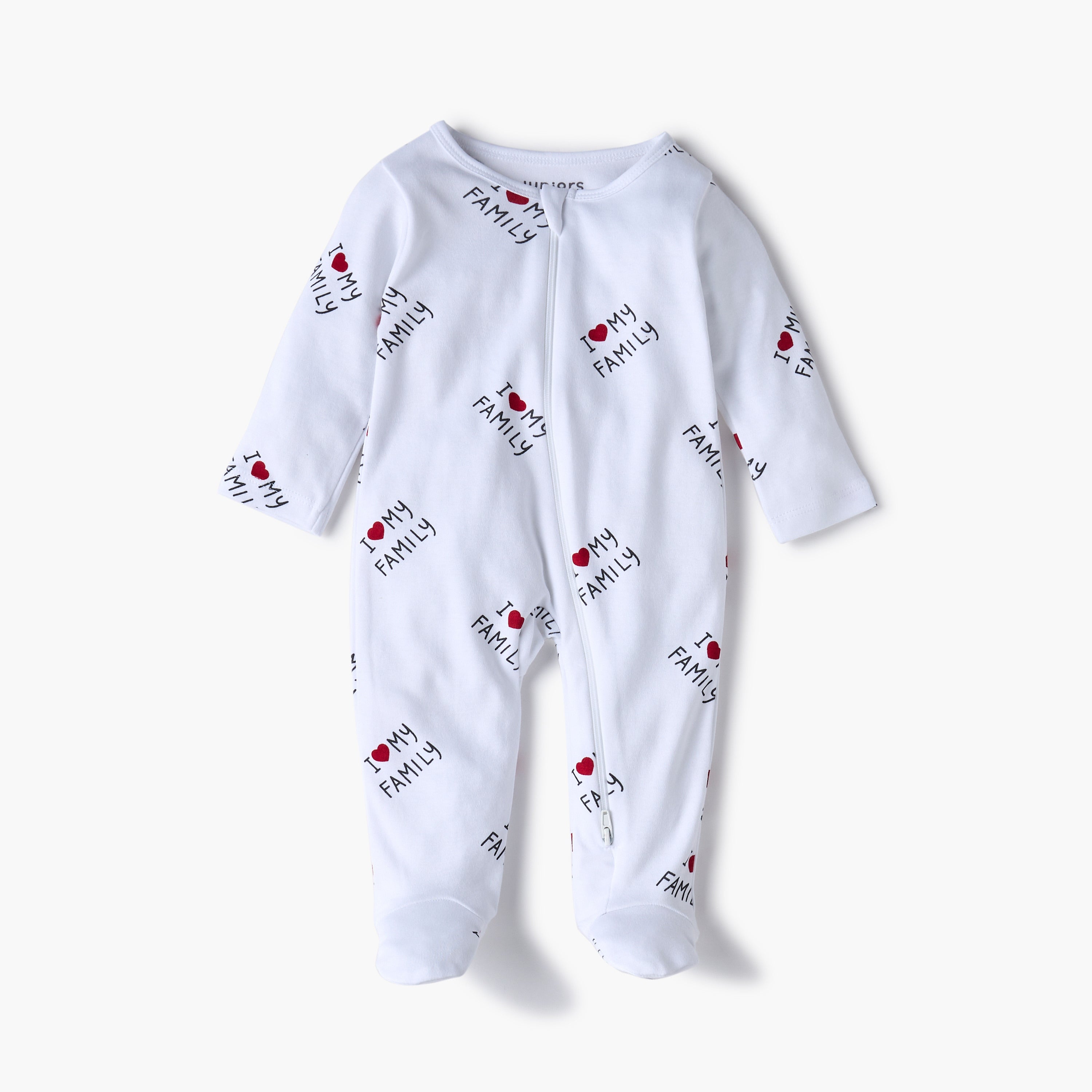 Juniors Printed Sleepsuit with Long Sleeves and Zip Closure