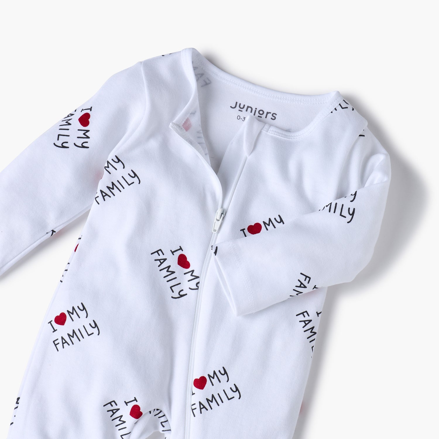 Juniors Printed Sleepsuit with Long Sleeves and Zip Closure