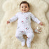 Juniors Printed Sleepsuit with Long Sleeves and Zip Closure - White / 12-18 mths