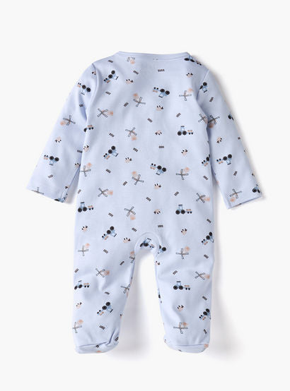 Juniors Printed Sleepsuit with Long Sleeves and Zip Closure-baby-boys-clothing-nightwear-sleepsuits-image-3