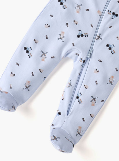 Juniors Printed Sleepsuit with Long Sleeves and Zip Closure-baby-boys-clothing-nightwear-sleepsuits-image-5