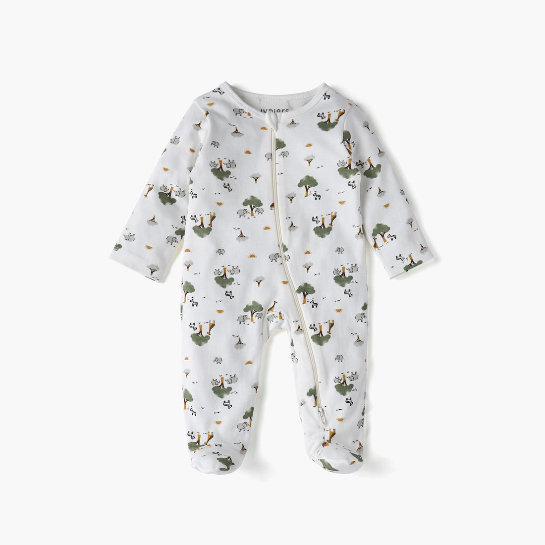 Juniors All-Over Print Closed Feet Sleepsuit with Long Sleeves - White / 12-18 mths