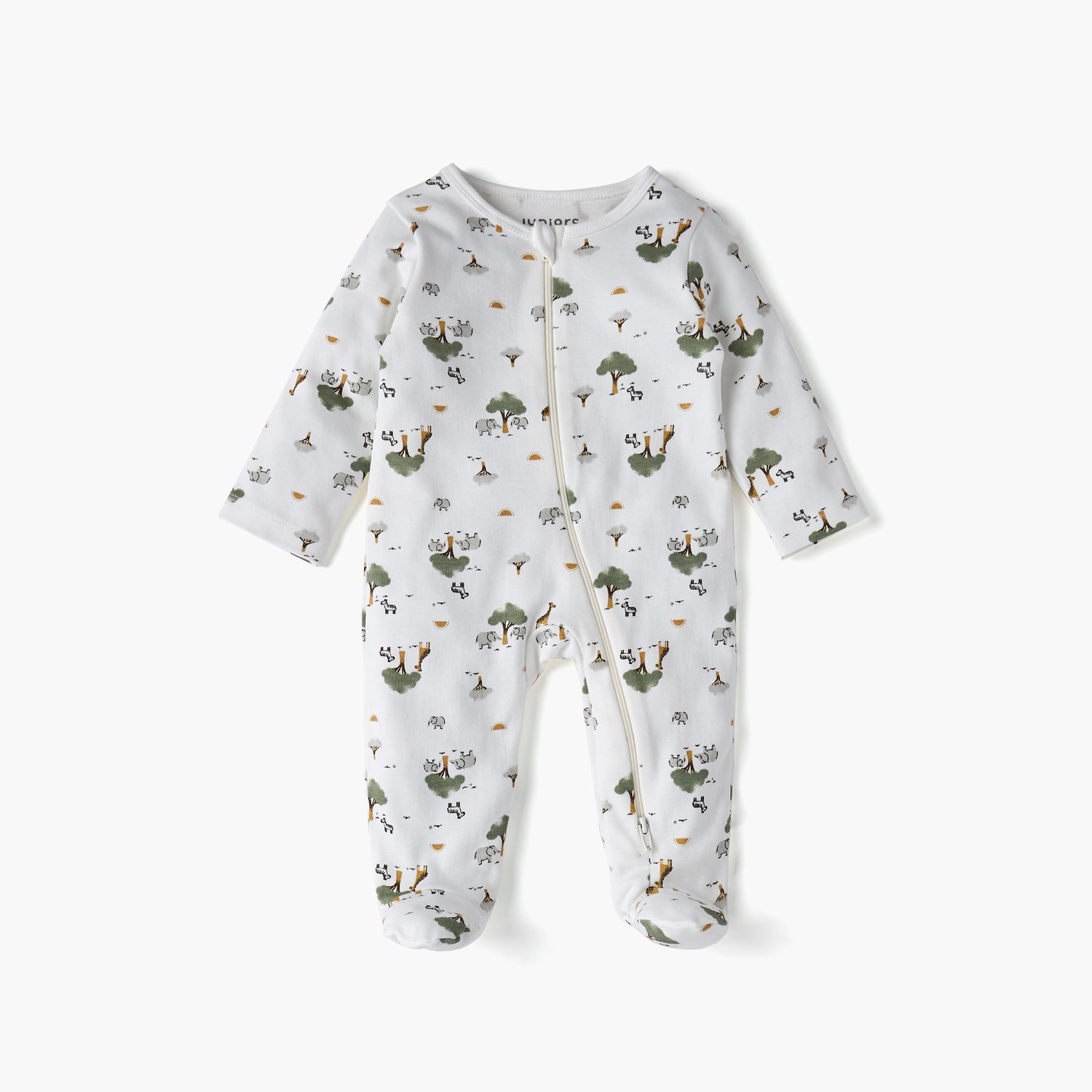 Juniors All-Over Print Closed Feet Sleepsuit with Long Sleeves - White / 12-18 mths