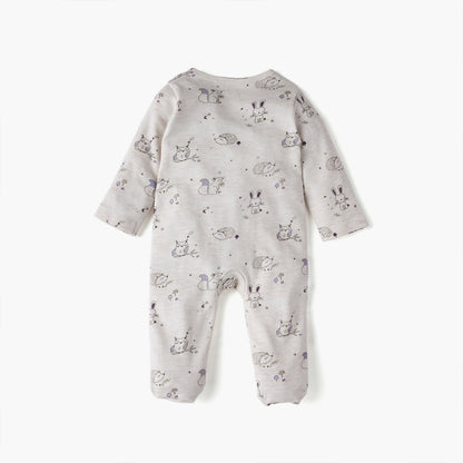 Juniors Printed Sleepsuit with Long Sleeves and Zip Closure