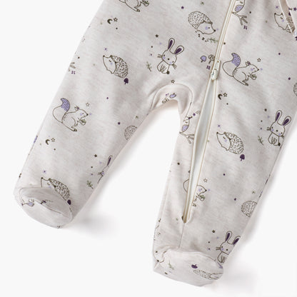 Juniors Printed Sleepsuit with Long Sleeves and Zip Closure