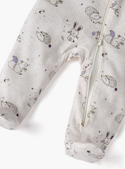 Juniors Printed Sleepsuit with Long Sleeves and Zip Closure-baby-boys-clothing-nightwear-sleepsuits-image-5