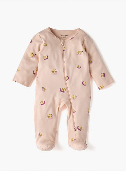 Juniors Snail Print Sleepsuit with Long Sleeves and Zip Closure-baby-boys-clothing-nightwear-sleepsuits-image-1