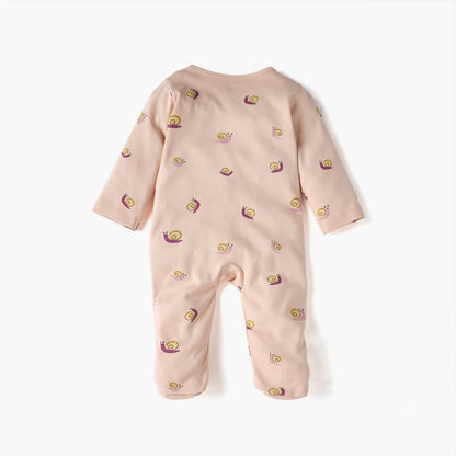 Juniors Snail Print Sleepsuit with Long Sleeves and Zip Closure