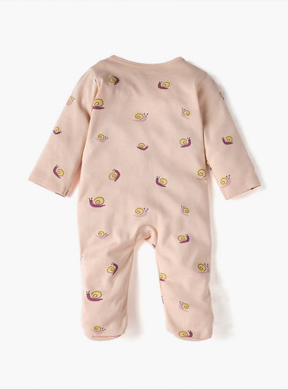 Juniors Snail Print Sleepsuit with Long Sleeves and Zip Closure-baby-boys-clothing-nightwear-sleepsuits-image-2