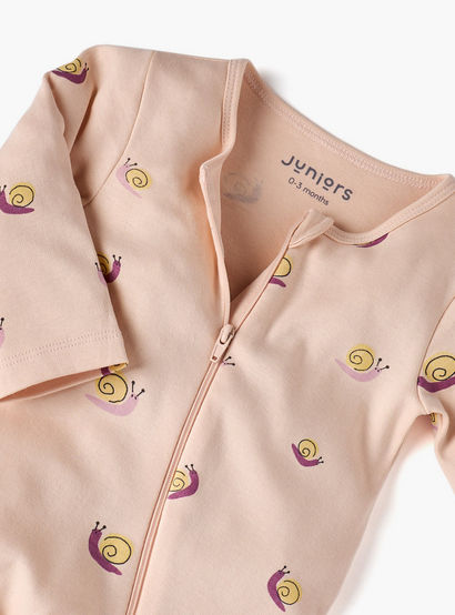 Juniors Snail Print Sleepsuit with Long Sleeves and Zip Closure-baby-boys-clothing-nightwear-sleepsuits-image-3