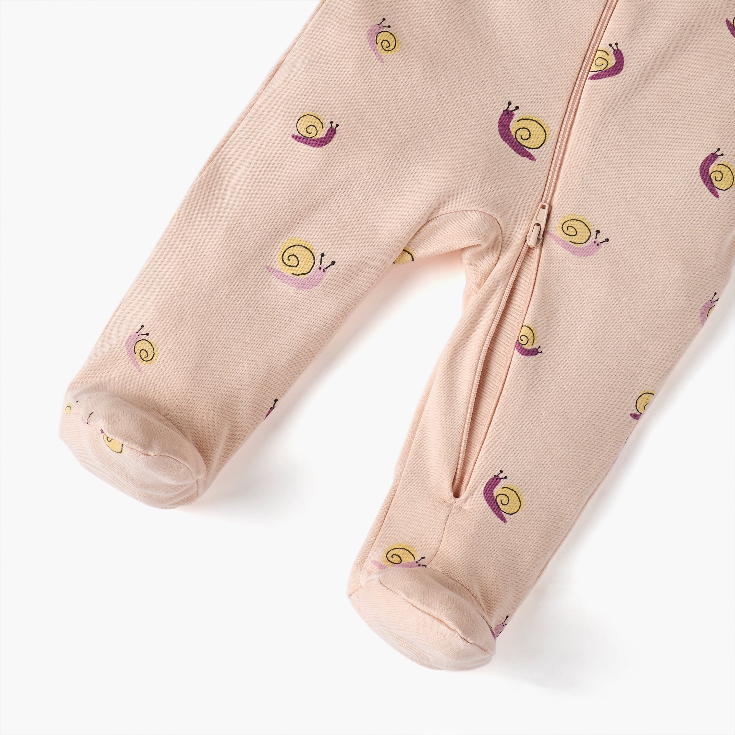 Juniors Snail Print Sleepsuit with Long Sleeves and Zip Closure