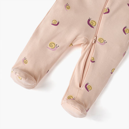 Juniors Snail Print Sleepsuit with Long Sleeves and Zip Closure
