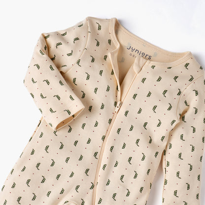 Juniors Printed Sleepsuit with Long Sleeves and Zip Closure