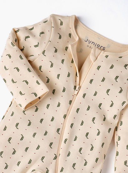Juniors Printed Sleepsuit with Long Sleeves and Zip Closure-baby-girls-clothing-nightwear-sleepsuits-image-4