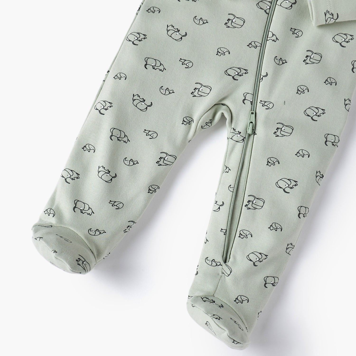 Juniors Elephant Print Sleepsuit with Long Sleeves and Zip Closure