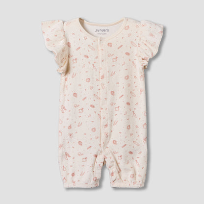 Juniors Round Neck Short Sleeves Romper with Vegetable Print - Pink / 12-18 mths