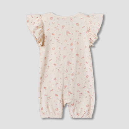 Juniors Round Neck Short Sleeves Romper with Vegetable Print