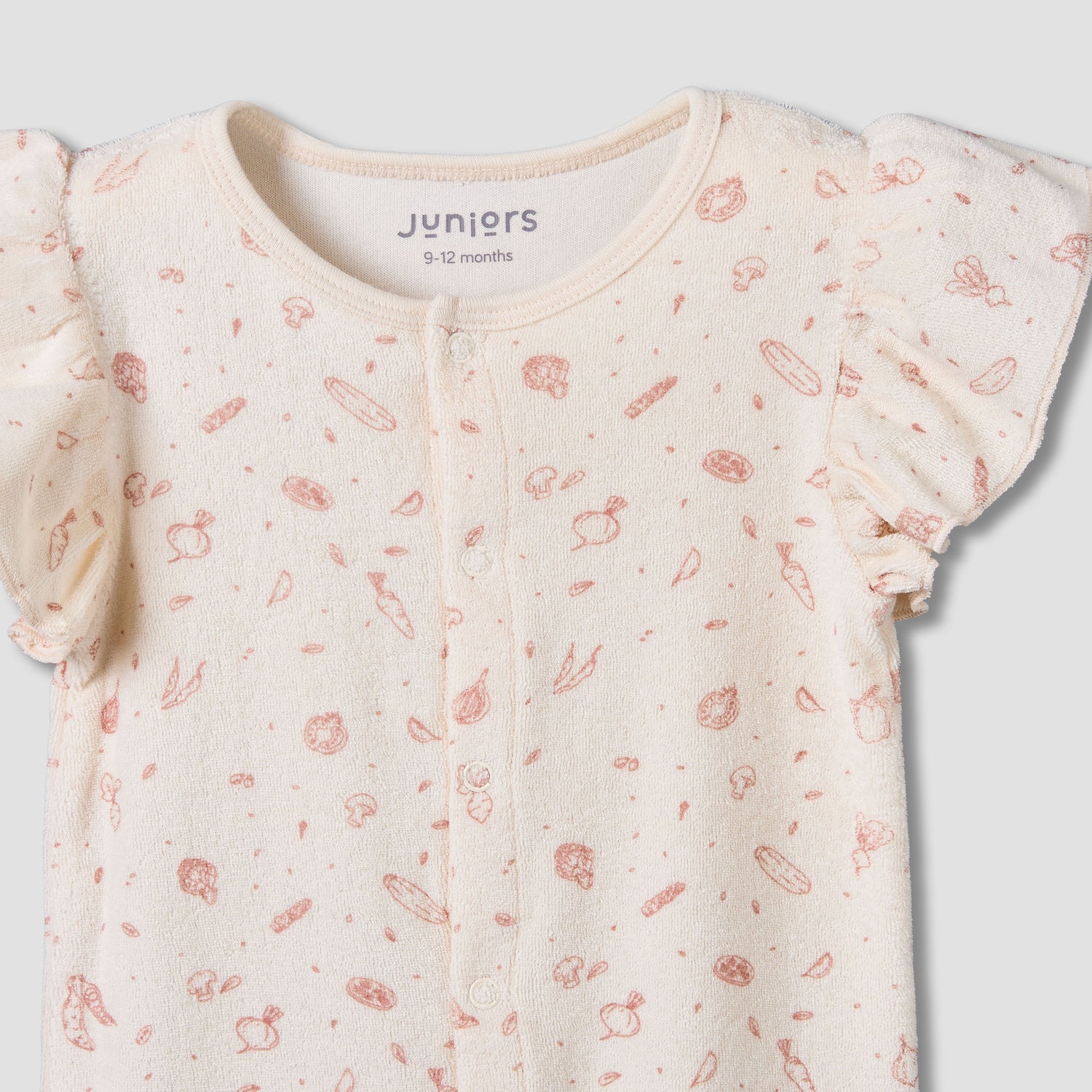 Juniors Round Neck Short Sleeves Romper with Vegetable Print