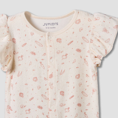 Juniors Round Neck Short Sleeves Romper with Vegetable Print