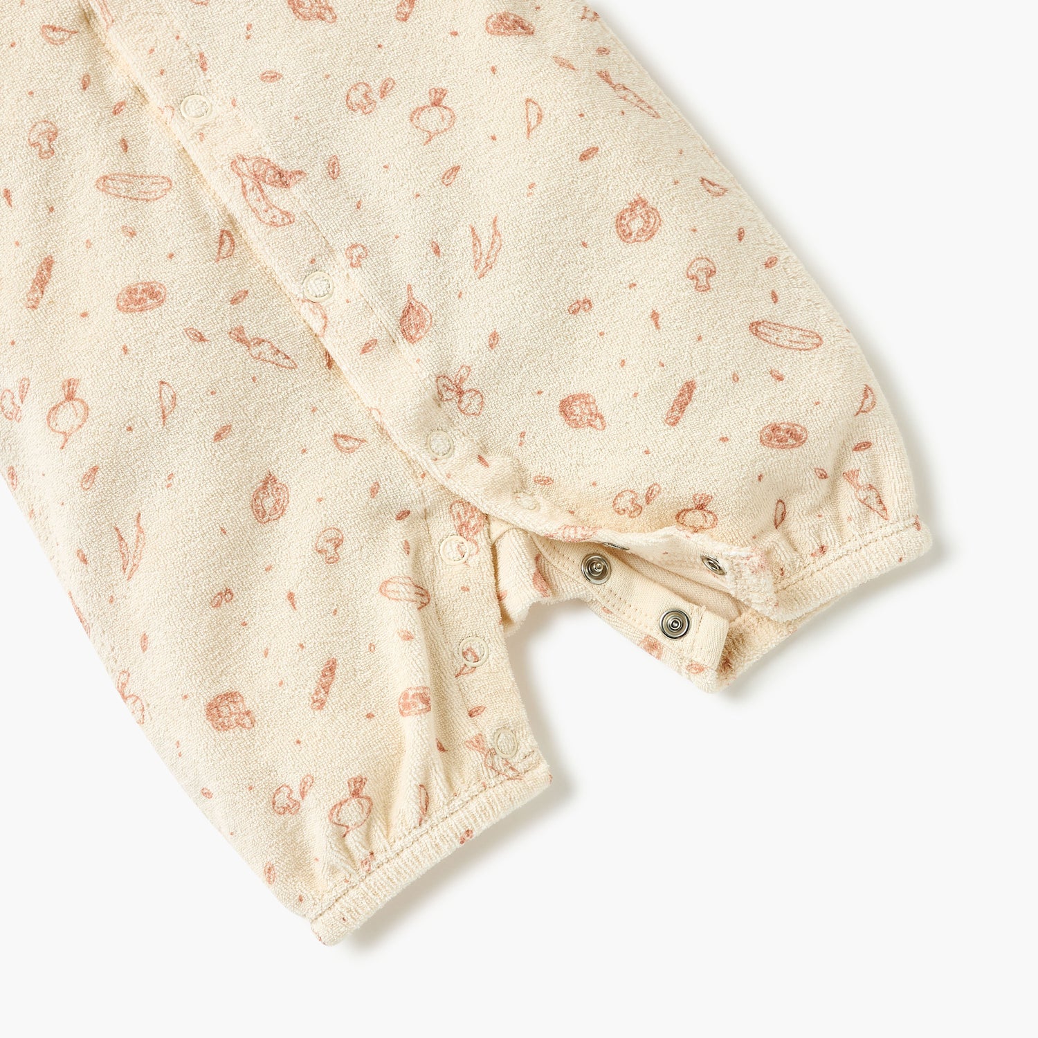 Juniors Graphic Print Romper with Ruffle Sleeves and Button Closure