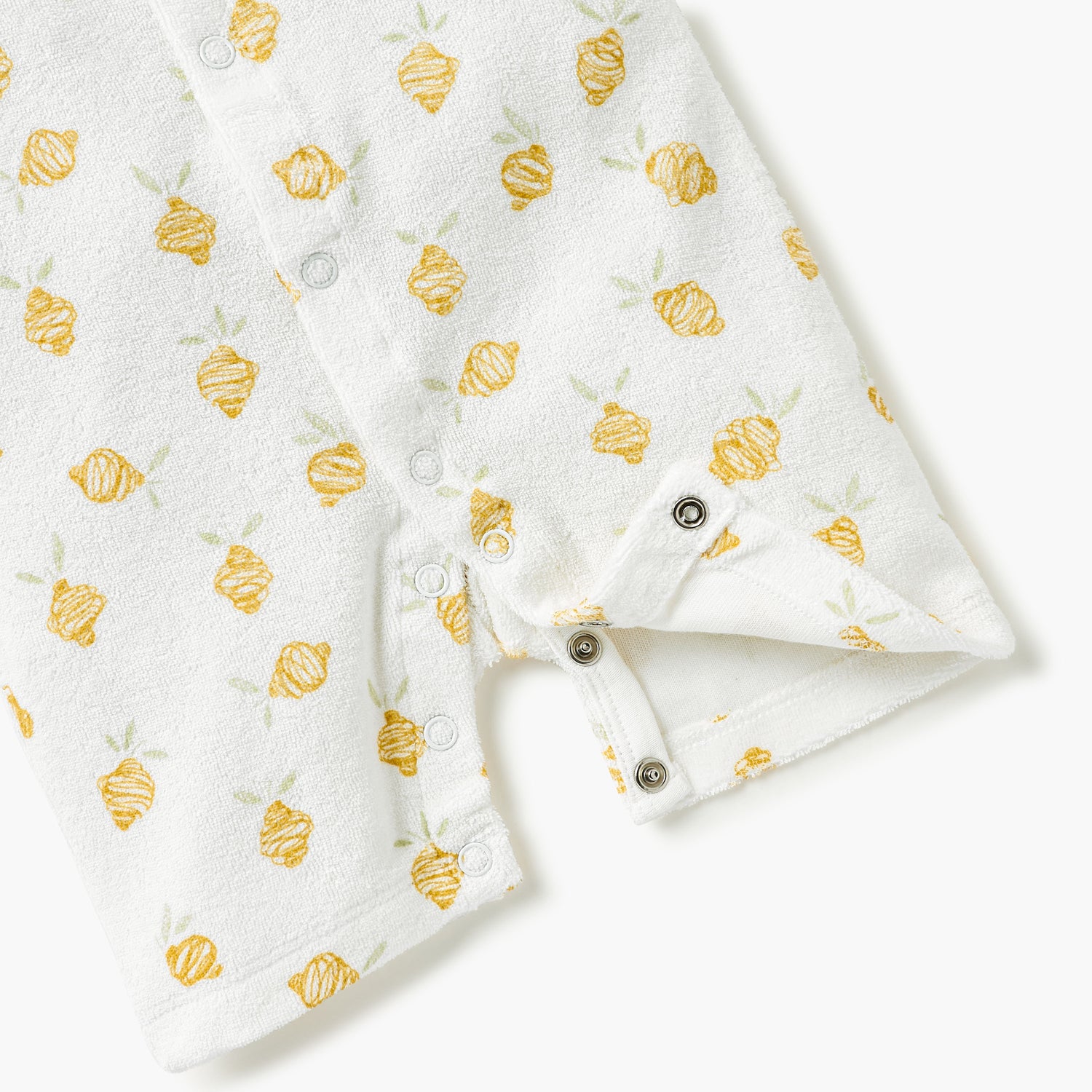 Juniors Printed Romper with Short Sleeves and Button Closure