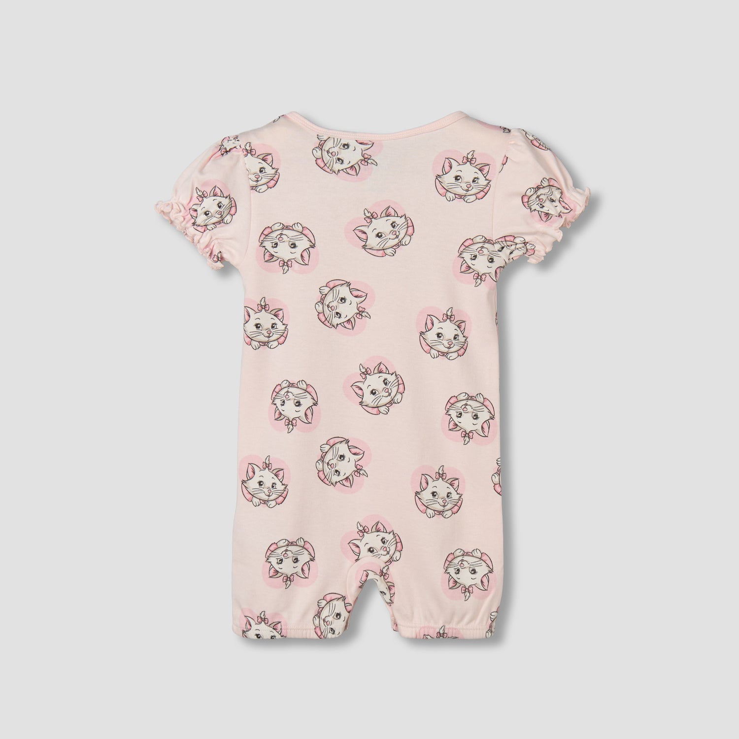 Disney Round Neck Short Sleeves Romper with Marie Print