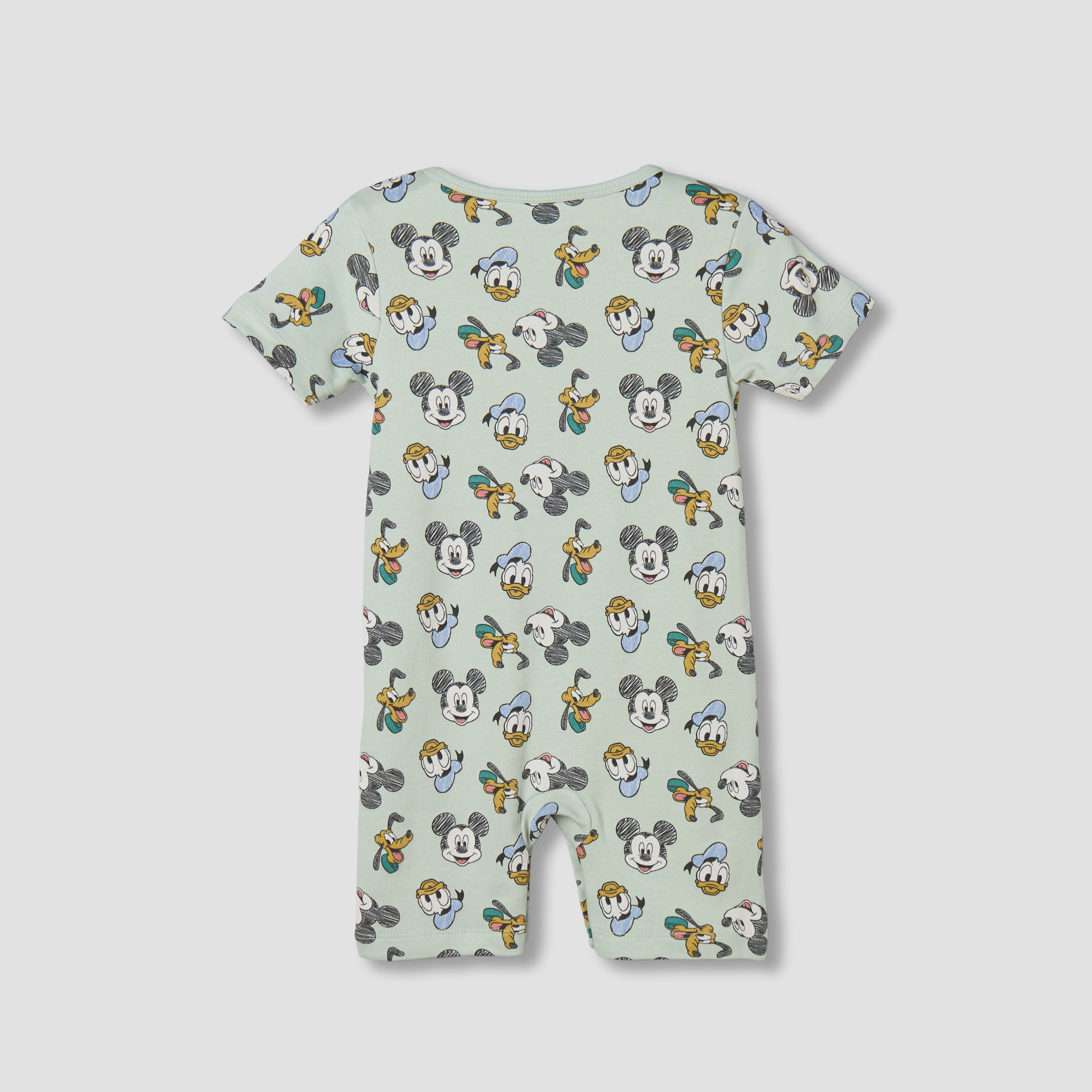Disney Round Neck Short Sleeves Romper with Mickey Mouse and Friends Print
