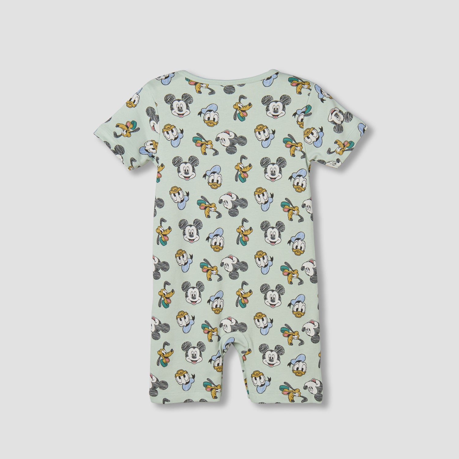 Disney Round Neck Short Sleeves Romper with Mickey Mouse and Friends Print